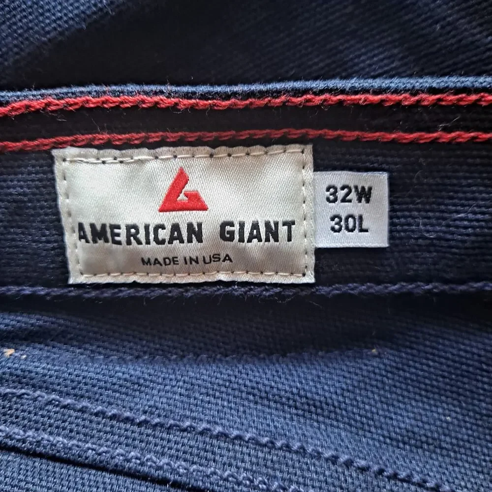 American Giant Roughneck Work Pants Straight Stretch Canvas Navy Mens 32W NWOT - Picture 11 of 11